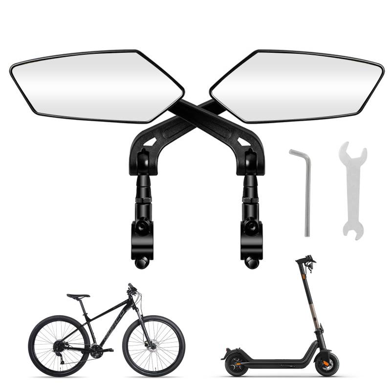 2Pcs Fahrradspiegel Fahrradspiegel extra große Spiegelfläche Bar End Fahrradspiegel Großes HD Sichtfeld Bruchfest & Langlebig Rückspiegel kompatibel mit allen Modellen von XIMKONTER