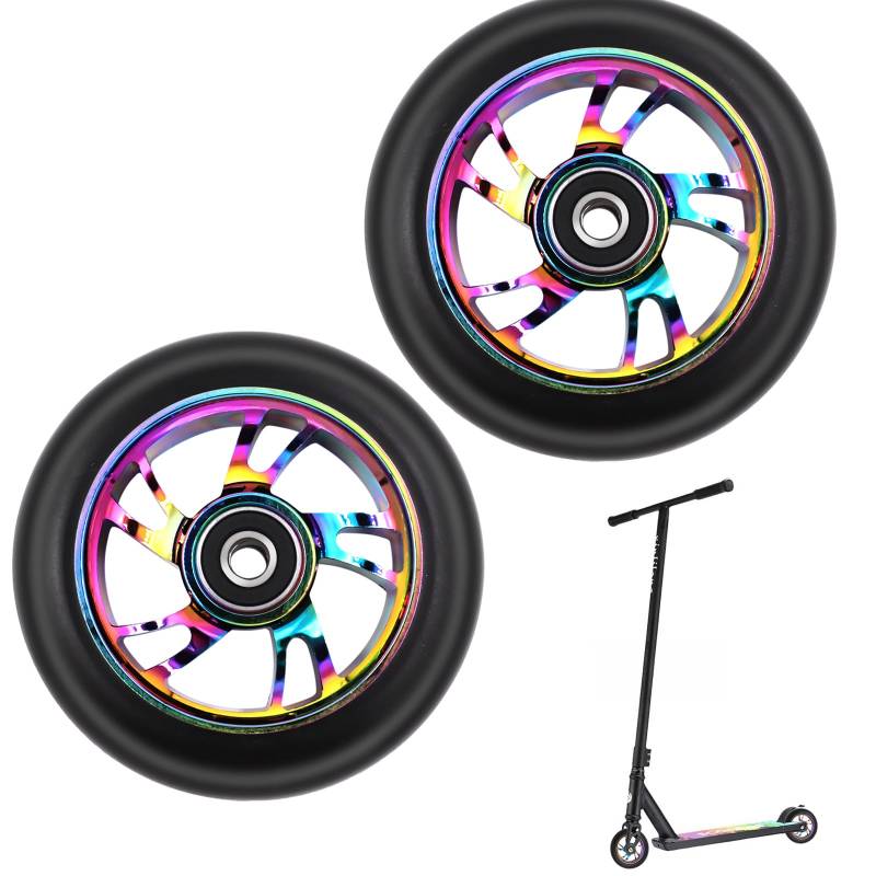 100mm Stunt Scooter Rollen Roller Reifen - Scooter Räder Ersatzräder,Mit Felgen Aus Aluminiumlegierung Und Anti-Blockier-Lager, Scoot and Ride Roller Zubehör für Scooter von XIMKONTER