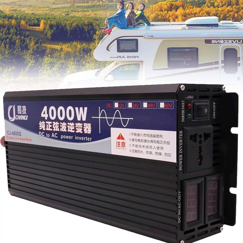 3000W 4000W 5000W Reiner Sinus Wechselrichter DC 12V 24V 48V 60V 72V auf AC 220V 230V 240V Spannungswandler Stromwandler Stecker Power Inverter für Auto KFZ Wohnwagen LKW (Color : 4000W, Size : 48Vt von XINGSHANG