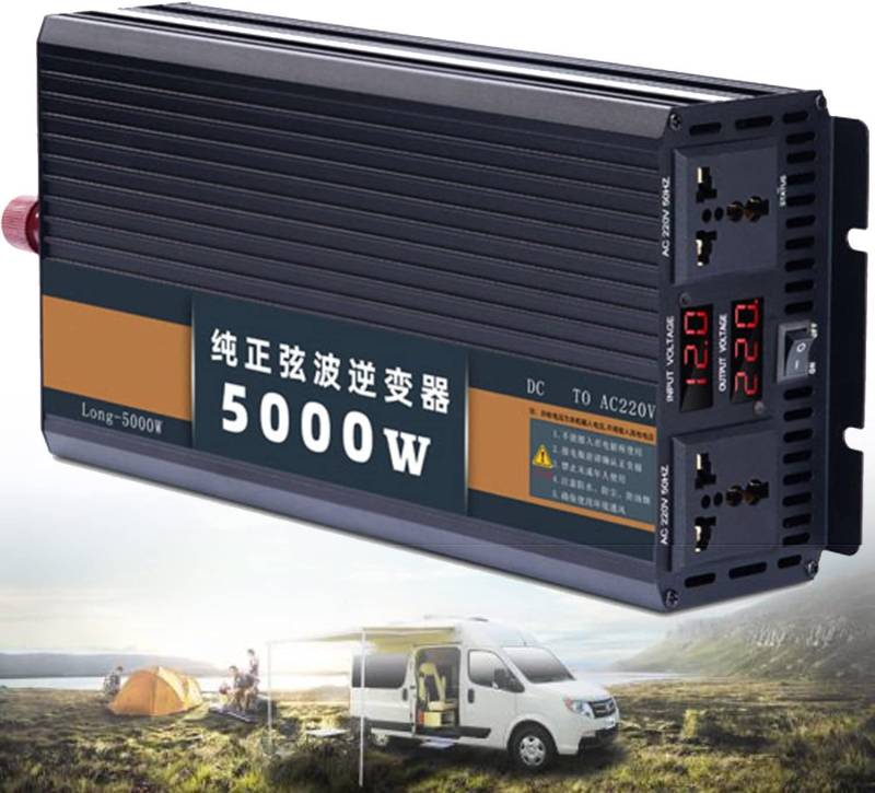 Reiner Sinus KFZ Wechselrichter Peak 2500W ~12000W 12V/24V/48V/60V zu 230V Konverter KFZ Spannungswandler Pure Sine Wave Power Inverter Steckdose Umwandler Auto Netzteil (5000W,48Vto220V) von XINGSHANG