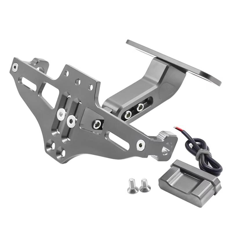 XINWELZ Kennzeichenhalter Motorrad Kompatibel Mit Ducati Für Monster937 Für Monster 937 SP 2021 2022 2023 2024 CNC-Motorrad-Hinterrad-Kennzeichenhalterung Halter Blinker(Silver) von XINWELZ