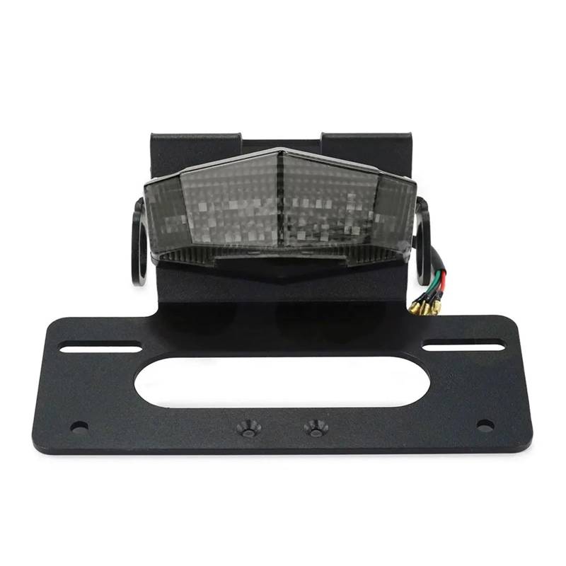 XINWELZ Kennzeichenhalter Motorrad Kompatibel Mit Für KLX230R 2020-2024 Kennzeichenhalter Kotflügel Eliminator Motorrad Bremslicht Nummernrahmen(Smoke) von XINWELZ