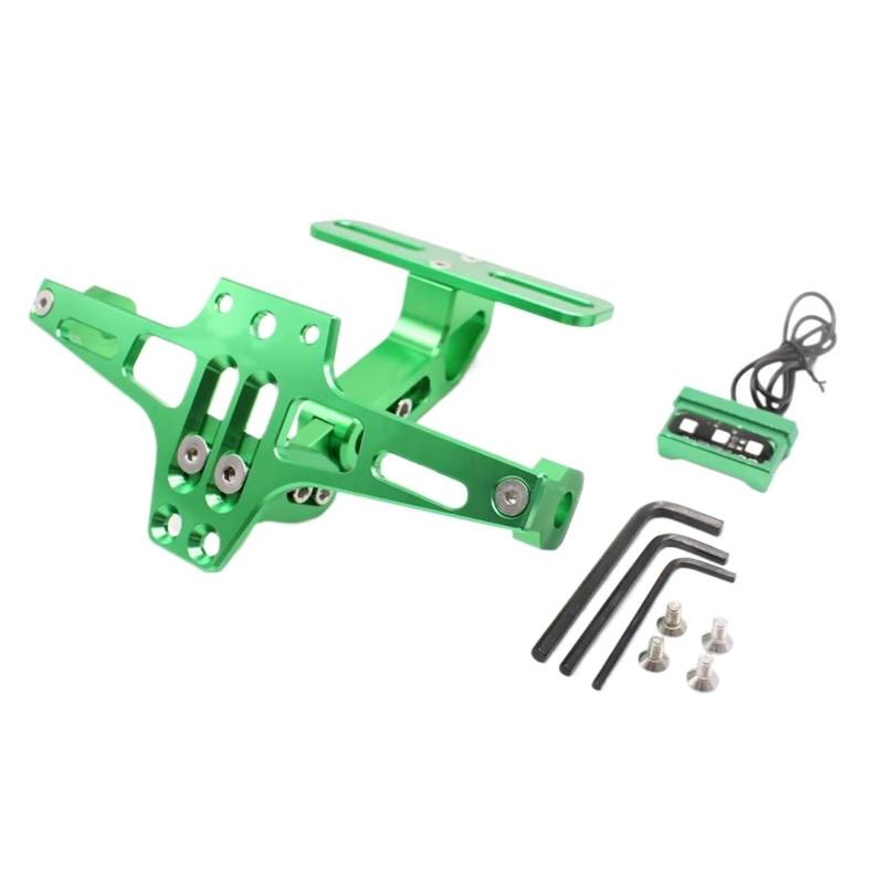 XINWELZ Kennzeichenhalter Motorrad Kompatibel Mit Für Z750 Für Z800 Für Z900 Für Z1000 Für NINJA400 Motorrad, Einstellbar Für Eliminator-Kennzeichenhalter Hinten(Green) von XINWELZ
