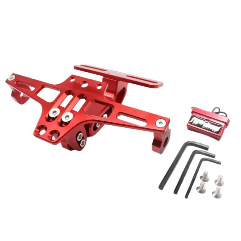 XINWELZ Kennzeichenhalter Motorrad Kompatibel Mit Für Z750 Für Z800 Für Z900 Für Z1000 Für NINJA400 Motorrad, Einstellbar Für Eliminator-Kennzeichenhalter Hinten(Red) von XINWELZ