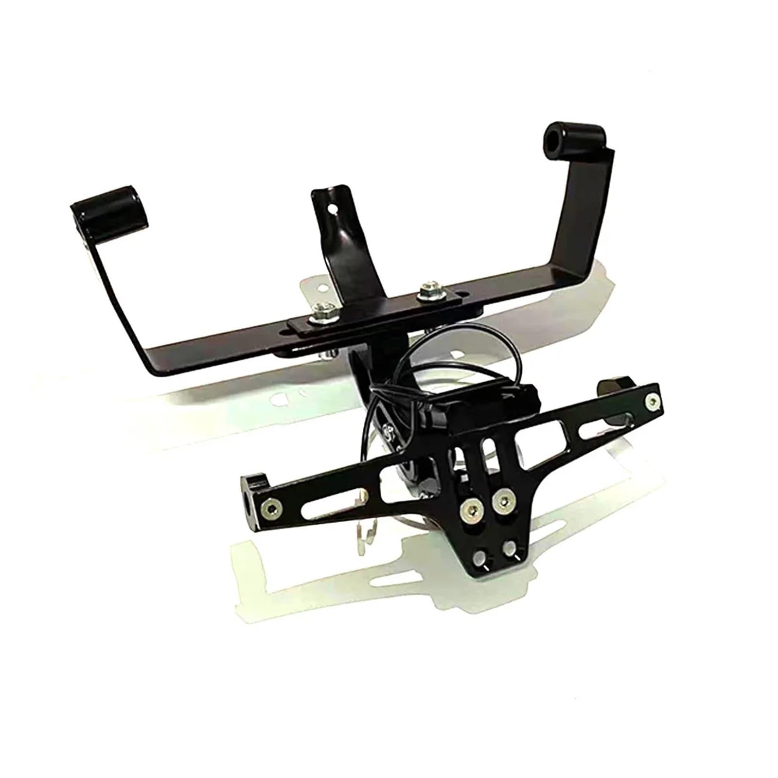 XINWELZ Kennzeichenhalter Motorrad Kompatibel Mit Italjet Für Dragster Für 200 Für 250i Für 125 Für 400 Kennzeichenhalter Blinkerhalter Kennzeichenleuchte(Black Without Turn Signal) von XINWELZ