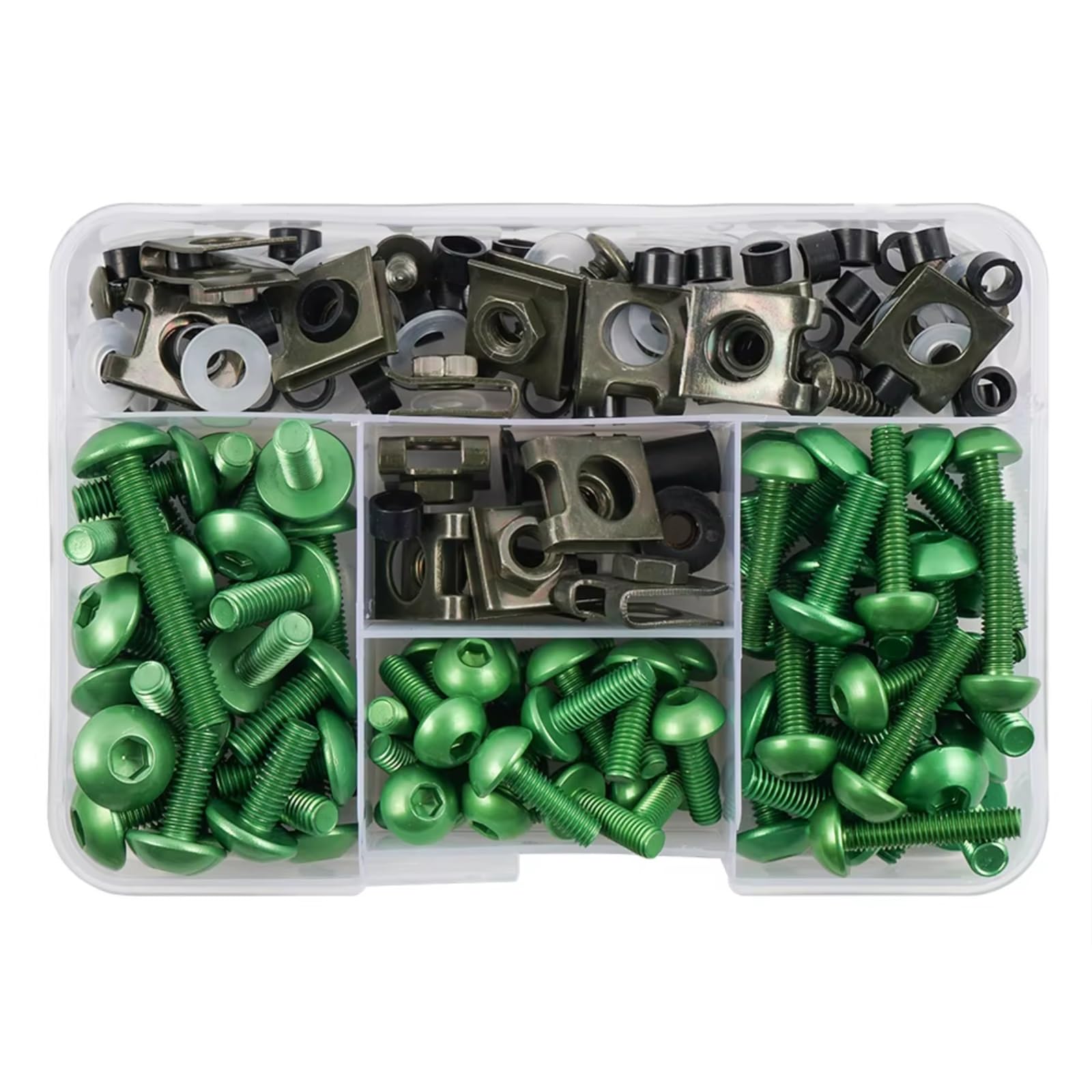 XINWELZ Motorrad Muttern Kompatibel Mit 650 Für Er6n Für Ninja 400 300 Für Z1000sx Verkleidungsschrauben Motorradschrauben Karosserieschrauben Muttern 177-teiliger Motorradschraubensatz(Green) von XINWELZ