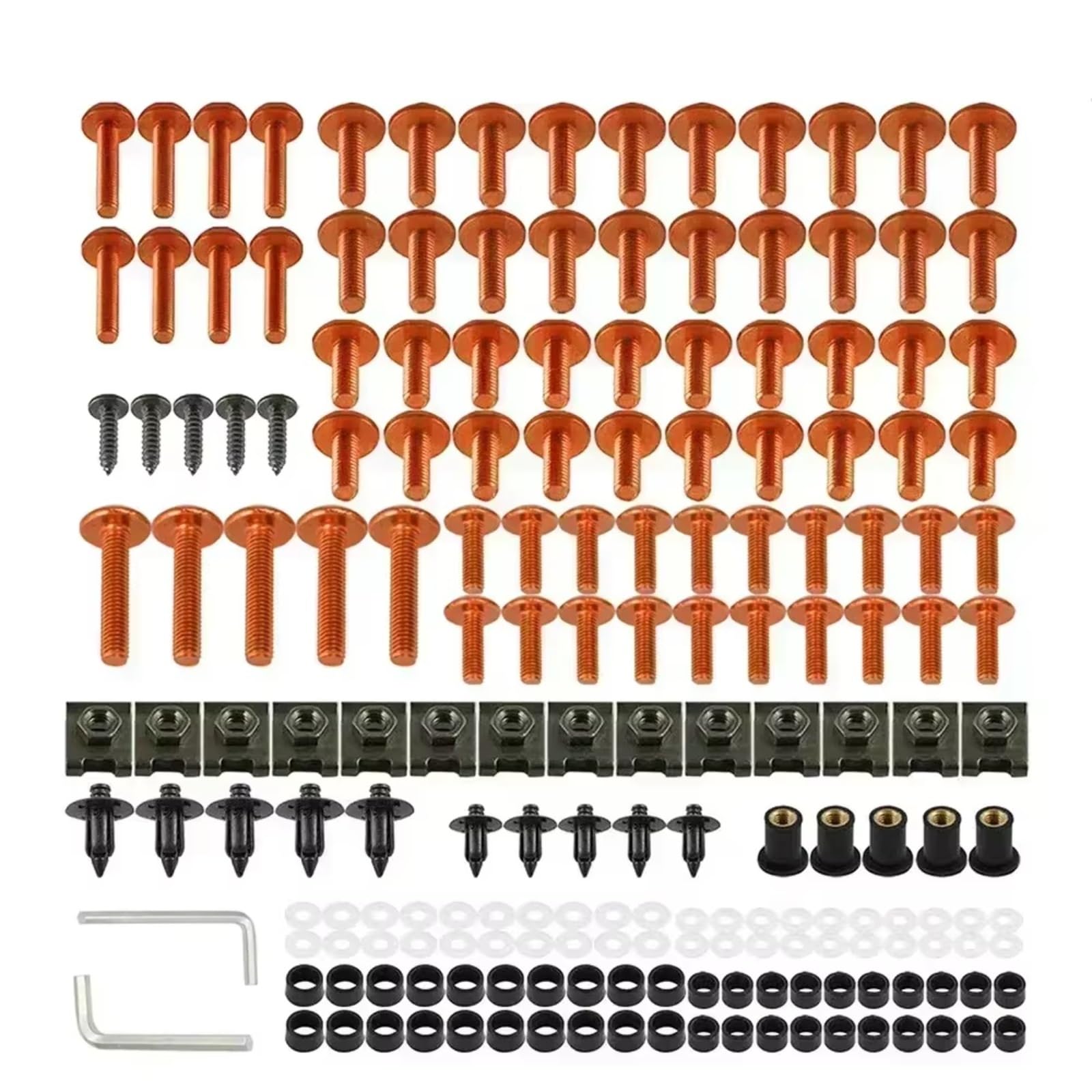 XINWELZ Motorrad Muttern Kompatibel Mit Aprilia Für RSV 1000 R Für RSV1000R Motorradzubehör Verkleidungsbolzen-Schrauben-Set, Schrauben- Und Muttern-Set(Orange) von XINWELZ