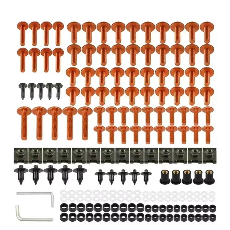 XINWELZ Motorrad Muttern Kompatibel Mit Aprilia Für RSV 1000 R Für RSV1000R Motorradzubehör Verkleidungsbolzen-Schrauben-Set, Schrauben- Und Muttern-Set(Orange) von XINWELZ