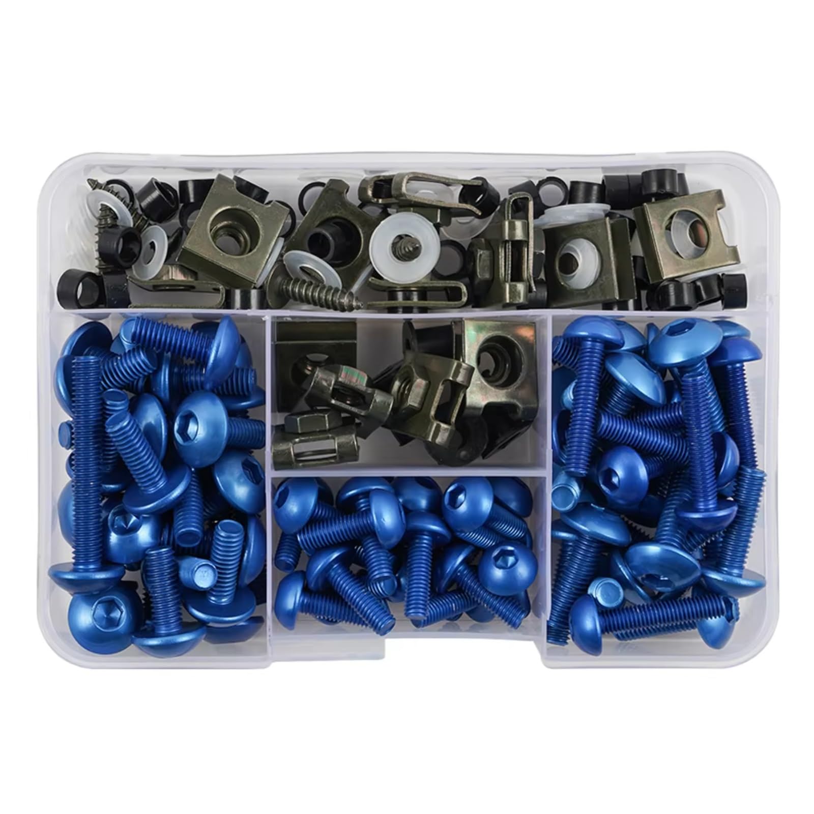 XINWELZ Motorrad Muttern Kompatibel Mit Aprilia Motorrad-Zubehör Verkleidungsschrauben-Schraube, Motorrad-Verkleidungsschrauben-Set, Befestigungsclips, Schraube, 177 Stück(Blue) von XINWELZ