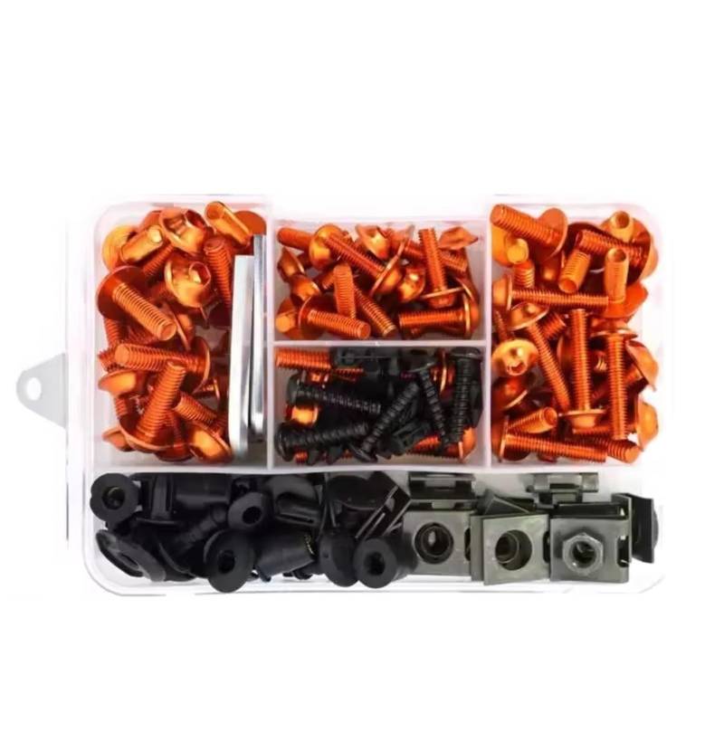 XINWELZ Motorrad Muttern Kompatibel Mit CB 125R Für 250R 300R Für 400X 400F Motorradverkleidungsschrauben Schraubensatz Mutternklammern Motorradschrauben(Orange) von XINWELZ