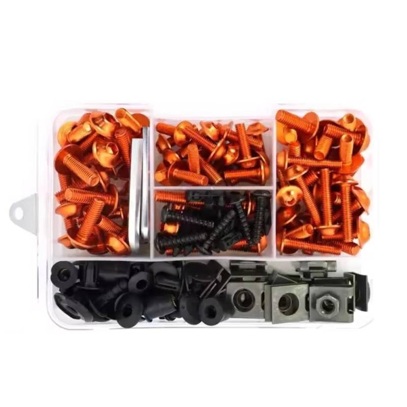 XINWELZ Motorrad Muttern Kompatibel Mit CBR Für 650R Für 500R Motorradschrauben Aluminium Verkleidungsschrauben Schraubensatz Mutternklammern(Orange) von XINWELZ