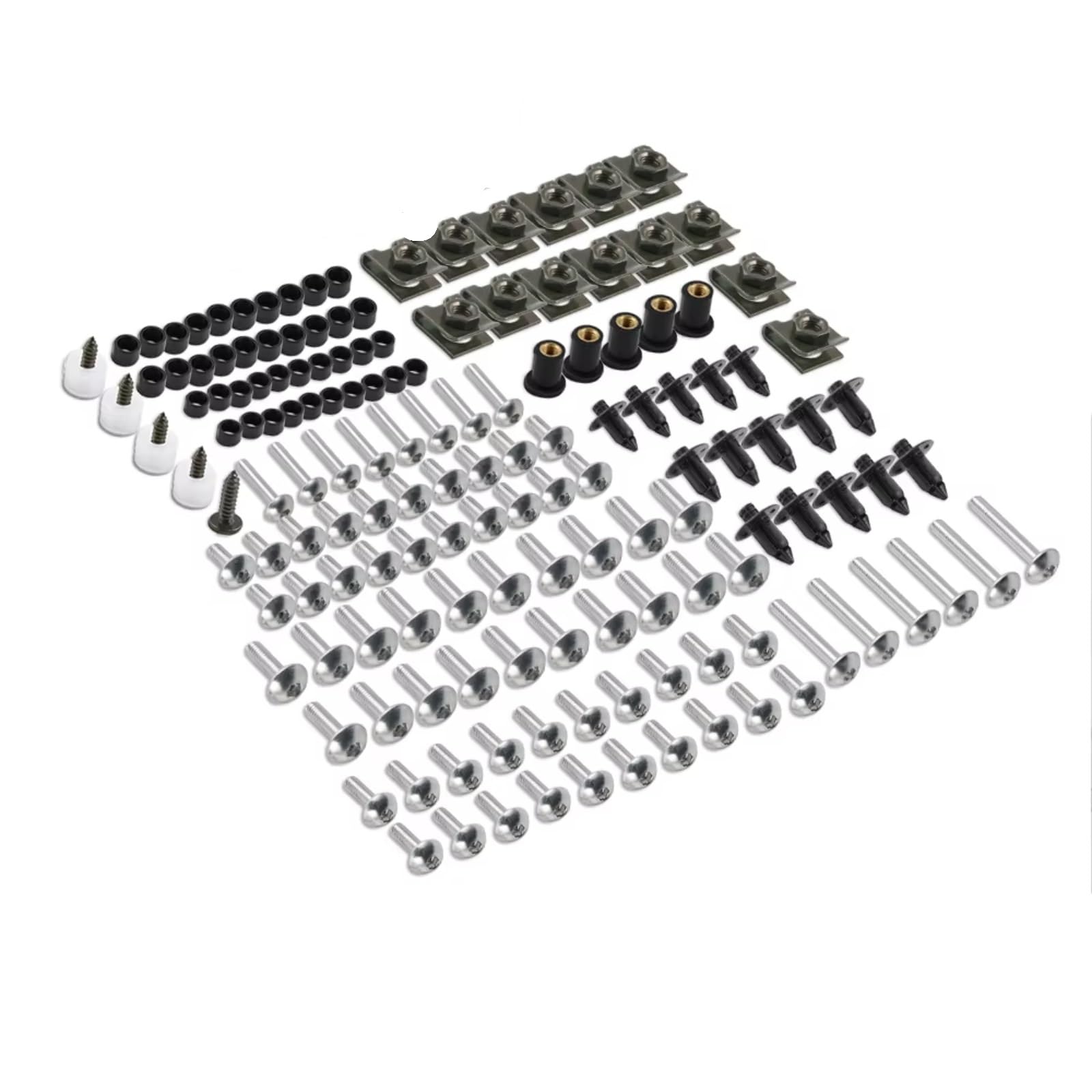 XINWELZ Motorrad Muttern Kompatibel Mit Ducati Für Multistrada 1000 1100 1200 749 999 848 1098 1198 190-teiliges Motorrad-Karosserieverkleidungsschrauben-Schrauben- Und Muttern-Set(Silver) von XINWELZ