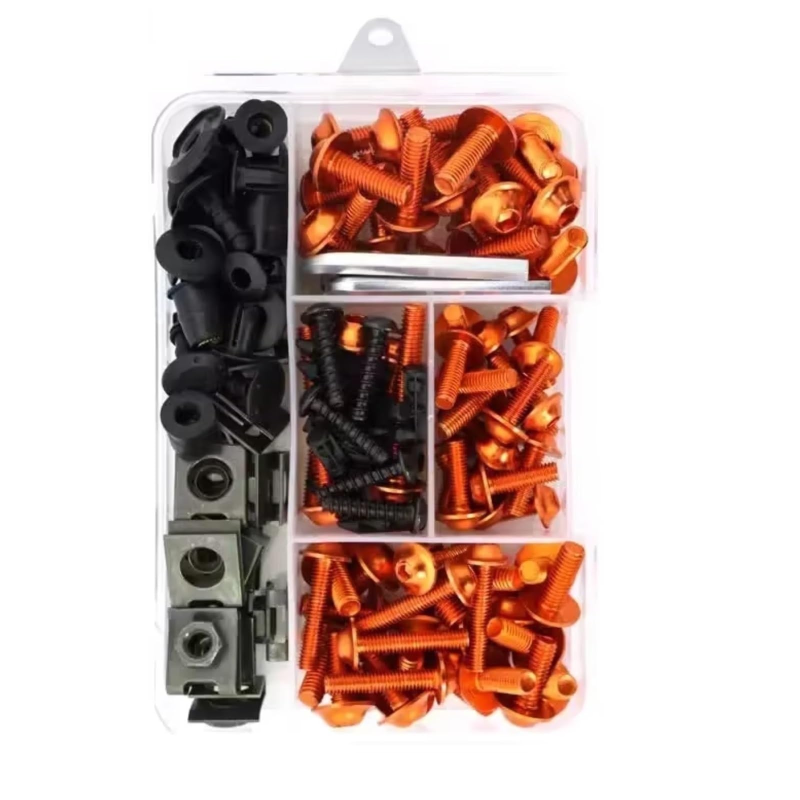 XINWELZ Motorrad Muttern Kompatibel Mit Für Z1000R Für Z1000SX 195-teiliges Schrauben- Und Mutternset Motorradzubehör Verkleidungsschrauben Schraubensatz Mutternklammern(Orange) von XINWELZ
