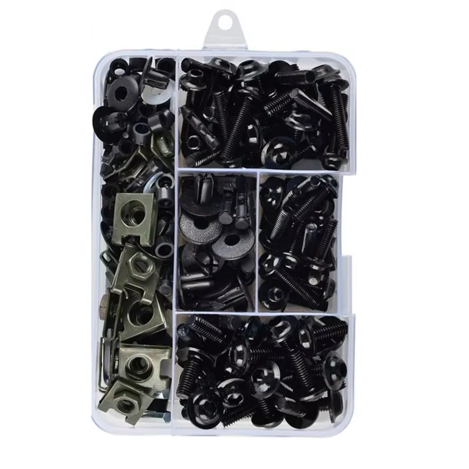 XINWELZ Motorrad Muttern Kompatibel Mit Für Z650 Für Z750 Für Z800 195-teiliges Motorrad-Verkleidungsschrauben-Set, Schrauben-Set, Muttern-Clips(Black) von XINWELZ