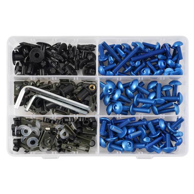 XINWELZ Motorrad Muttern Kompatibel Mit MV Agusta Motorradzubehör Verkleidungsschrauben-Set, Halbrundkopf-Verkleidungsschrauben, 253 Stück(Blue) von XINWELZ