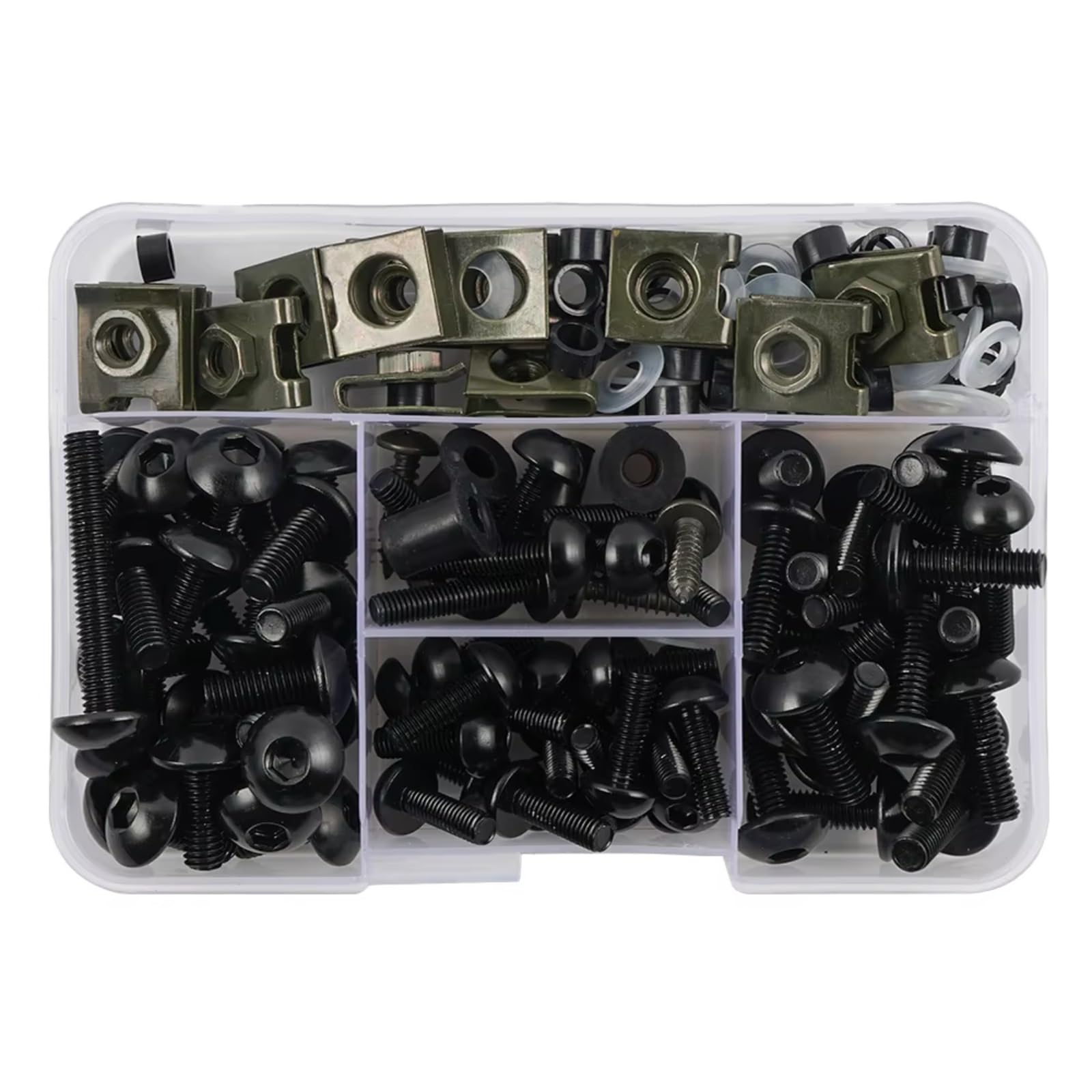 XINWELZ Motorrad Muttern Kompatibel Mit Motorrad-Karosserie-Verkleidungsschrauben-Schraube, Motorrad-Verkleidungsschrauben-Set, Befestigungsclips, Schraube, 177 Stück(Black) von XINWELZ