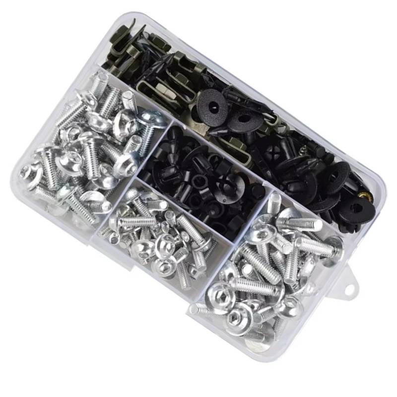 XINWELZ Motorrad Muttern Kompatibel Mit NC700 Für NC750X NC 700X 700S 750X 750S 700 750X195-teiliges Motorrad-Verkleidungs-Windschutzscheiben-Schrauben-Set Mutternclips(Silver) von XINWELZ