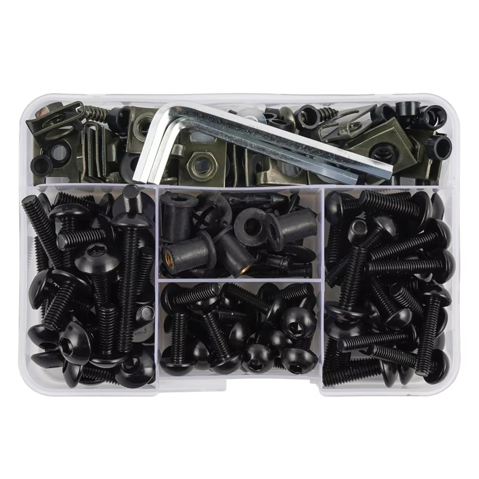 XINWELZ Motorrad Muttern Kompatibel Mit R25 Für R3 Für R6 190-teiliges Motorradzubehör Verkleidungsbolzen-Schrauben-Set Befestigungsclip-Schraube(Black) von XINWELZ