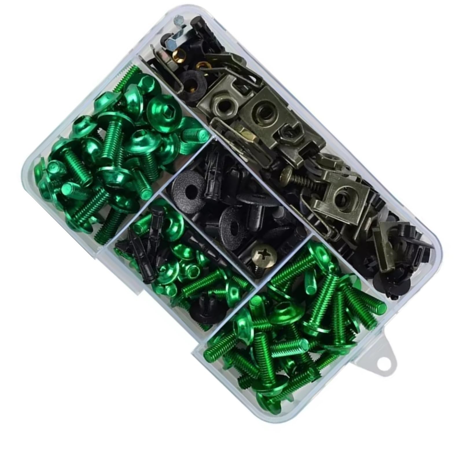 XINWELZ Motorrad Muttern Kompatibel Mit Suzuki 195-teiliges Motorradzubehör Aluminium-Verkleidungsschrauben Schraubensatz Mutternklammern Halbrundkopf-Verkleidungsschrauben(Green) von XINWELZ