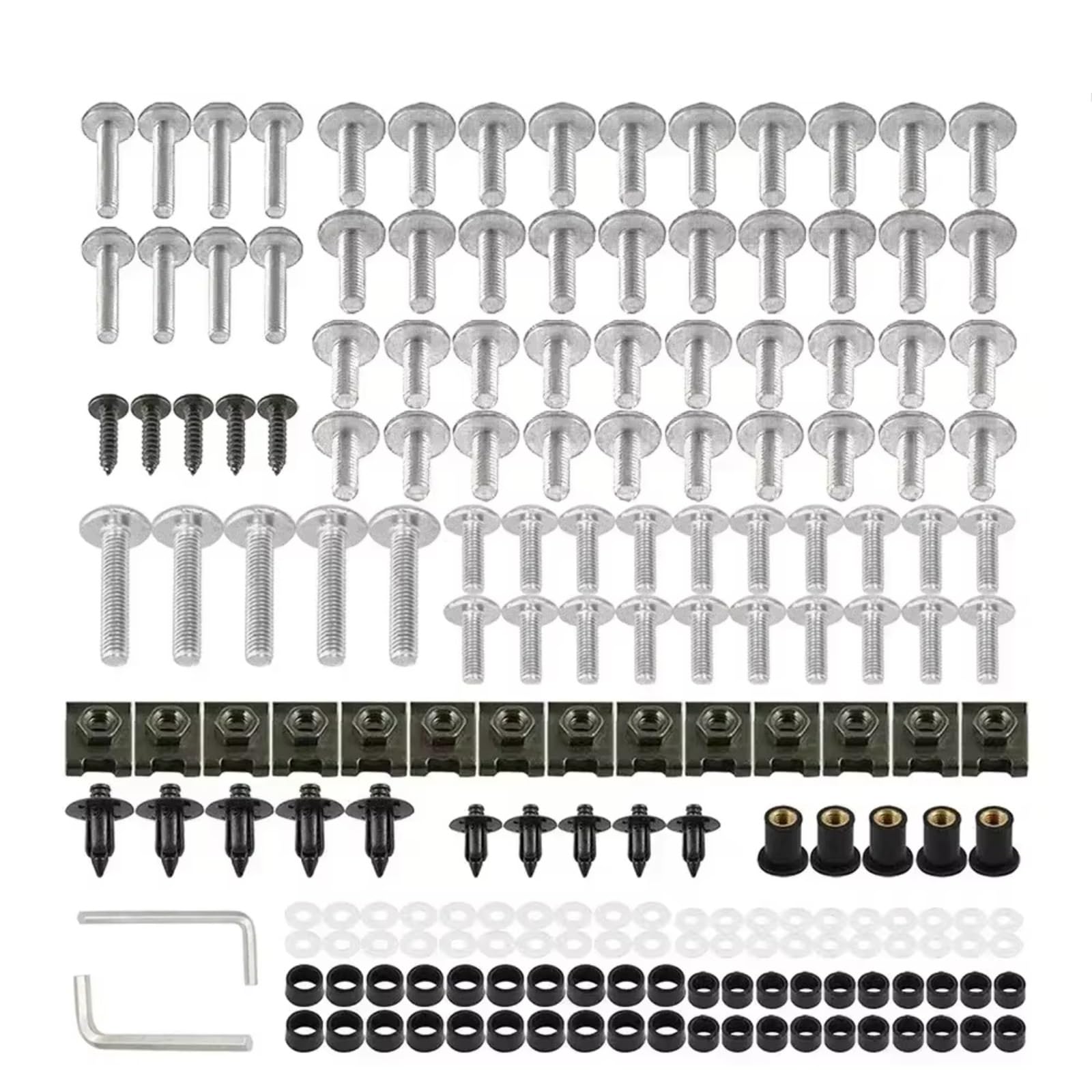 XINWELZ Motorrad Muttern Kompatibel Mit Suzuki Für GSXR Für GSX-R1000 Für GSX-R1000R Schrauben Und Muttern-Set, Motorrad-Zubehör, Verkleidungsbolzen-Schrauben-Set(Silver) von XINWELZ