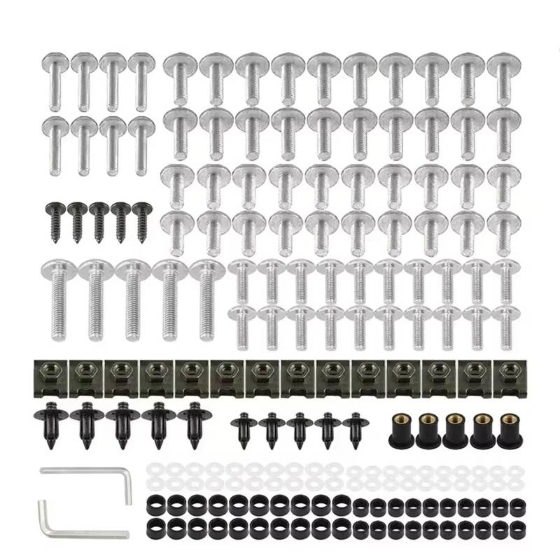 XINWELZ Motorrad Muttern Kompatibel Mit Suzuki Für GSXR Für GSX-R1000 Für GSX-R1000R Schrauben Und Muttern-Set, Motorrad-Zubehör, Verkleidungsbolzen-Schrauben-Set(Silver) von XINWELZ