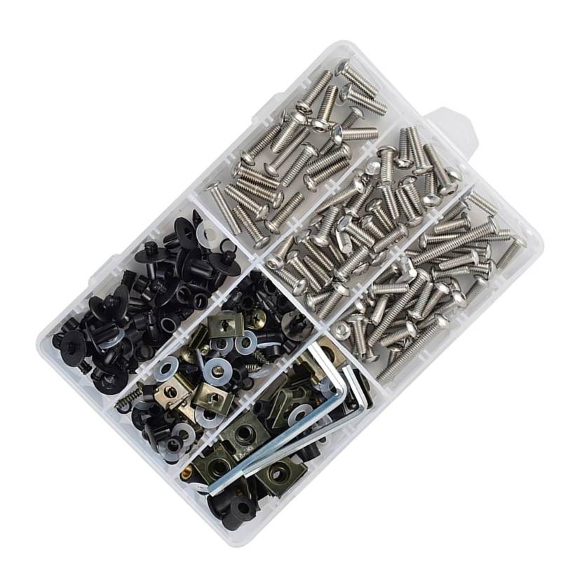 XINWELZ Motorrad Muttern Kompatibel Mit Suzuki Für GSXR750 Für GSXS1000 Für Hayabusa Für GSX1300R Motorrad-Verkleidungsschrauben-Set, Schrauben-Set, Befestigungsclip-Schraube(D 253pcs) von XINWELZ
