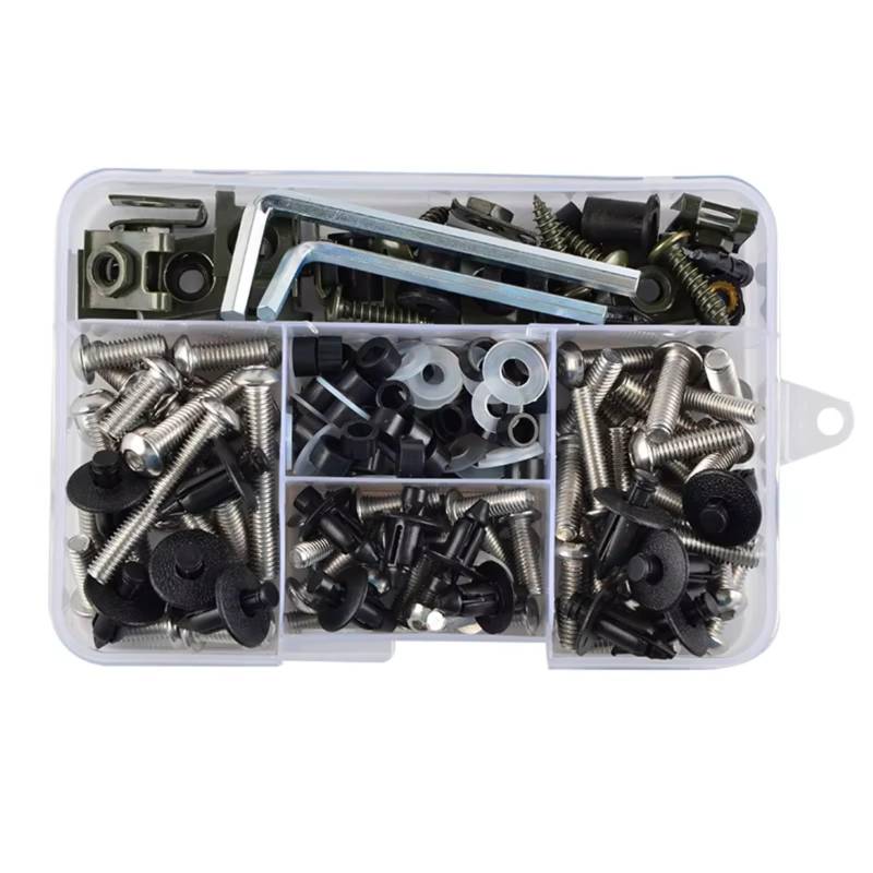 XINWELZ Motorrad Muttern Kompatibel Mit XLV 600 650 700 190-teiliges Motorrad-Vollverkleidungsschrauben-Set, Schrauben, Muttern, Motorrad-Schrauben-Set(304 Stainless Steel) von XINWELZ