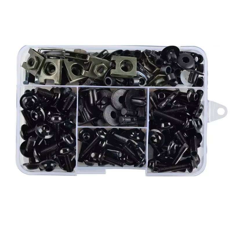 XINWELZ Motorrad Muttern Kompatibel Mit XLV 600 700 FMX NX Für XRV 650 Für XRV650 T Motorrad Verkleidung Bolzen Kit Mutter Clips Schrauben Und Muttern Set(Black) von XINWELZ
