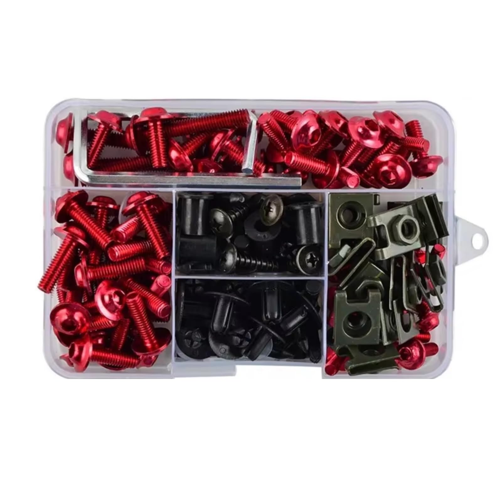 XINWELZ Motorrad Muttern Kompatibel Mit XLV 600 700 FMX NX Für XRV 650 Für XRV650 T Motorrad Verkleidung Bolzen Kit Mutter Clips Schrauben Und Muttern Set(Red) von XINWELZ