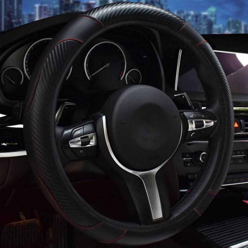 Lenkradabdeckung PU-Leder für BMW 2 Series 2er Serie 2 F22 Coupé 2014 2015-2020, Auto Lenkradbezug Anti-Rutsch Lenkradschoner Lenkradhülle Atmungsaktiv Innenraum Zubehör,C/Black von XIULANJIAYOU