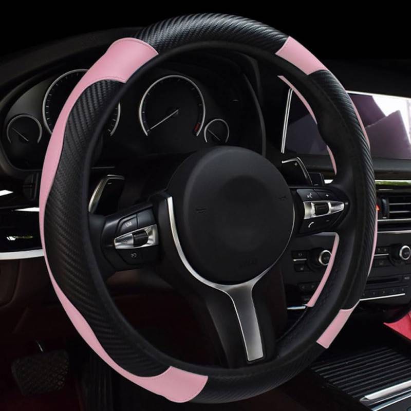 Lenkradabdeckung PU-Leder für Kia Soul 2020 2021 2022 2023, Auto Lenkradbezug Anti-Rutsch Lenkradschoner Lenkradhülle Atmungsaktiv Innenraum Zubehör,G/Pink von XIULANJIAYOU