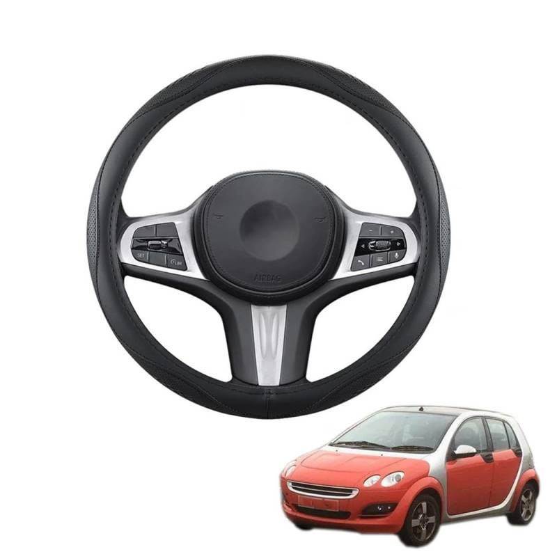 XIXOJHCL Lenkradbezug Mikrofaser Leder Auto für Smart Forfour W454 2004-2005 2006 2007 Atmungsaktiv Lenkradschutz Anti-Rutsch Lenkradhülle für Sommer Winter Auto Zubehör Innenraum Schwarz(B) von XIXOJHCL