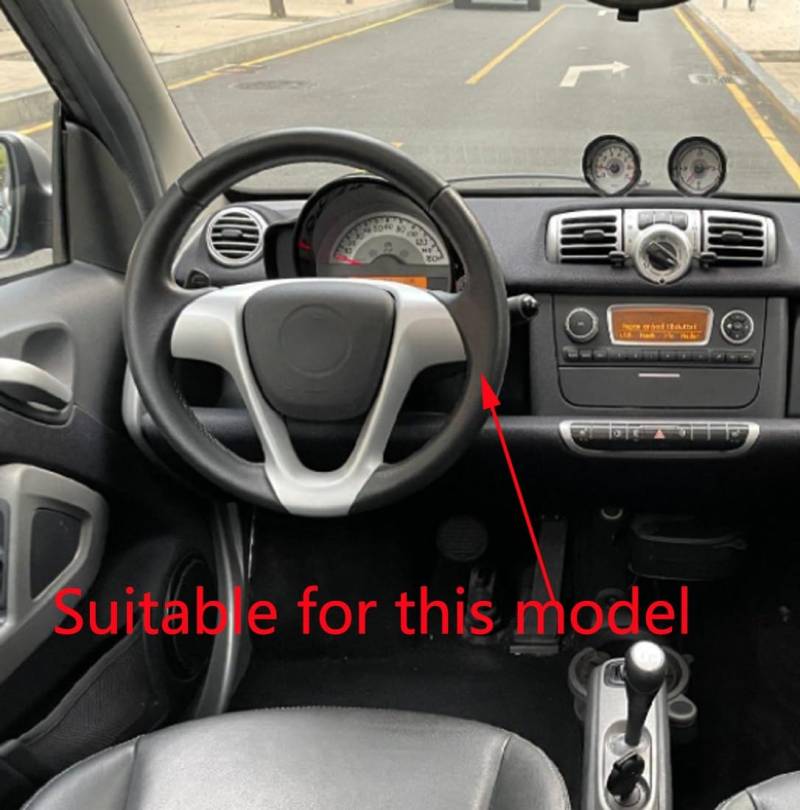 XIXOJHCL Lenkradbezug Mikrofaser Leder Auto für Smart Fortwo City-Coupe 2005-2006 2007 Atmungsaktiv Lenkradschutz Anti-Rutsch Lenkradhülle für Sommer Winter Auto Zubehör Innenraum Schwarz(A) von XIXOJHCL