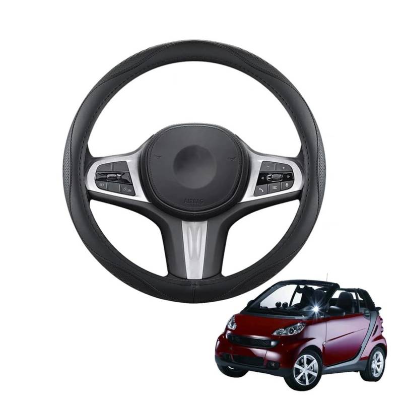 XIXOJHCL Lenkradbezug Mikrofaser Leder Auto für Smart Fortwo City-Coupe 2005-2006 2007 Atmungsaktiv Lenkradschutz Anti-Rutsch Lenkradhülle für Sommer Winter Auto Zubehör Innenraum Schwarz(B) von XIXOJHCL