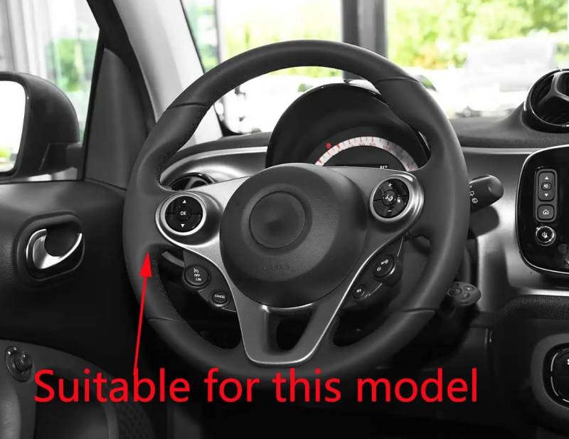 XIXOJHCL Lenkradbezug Mikrofaser Leder Auto für Smart Fortwo Coupe 453 2015-2022 Atmungsaktiv Lenkradschutz Anti-Rutsch Lenkradhülle für Sommer Winter Auto Zubehör Innenraum Schwarz(A) von XIXOJHCL