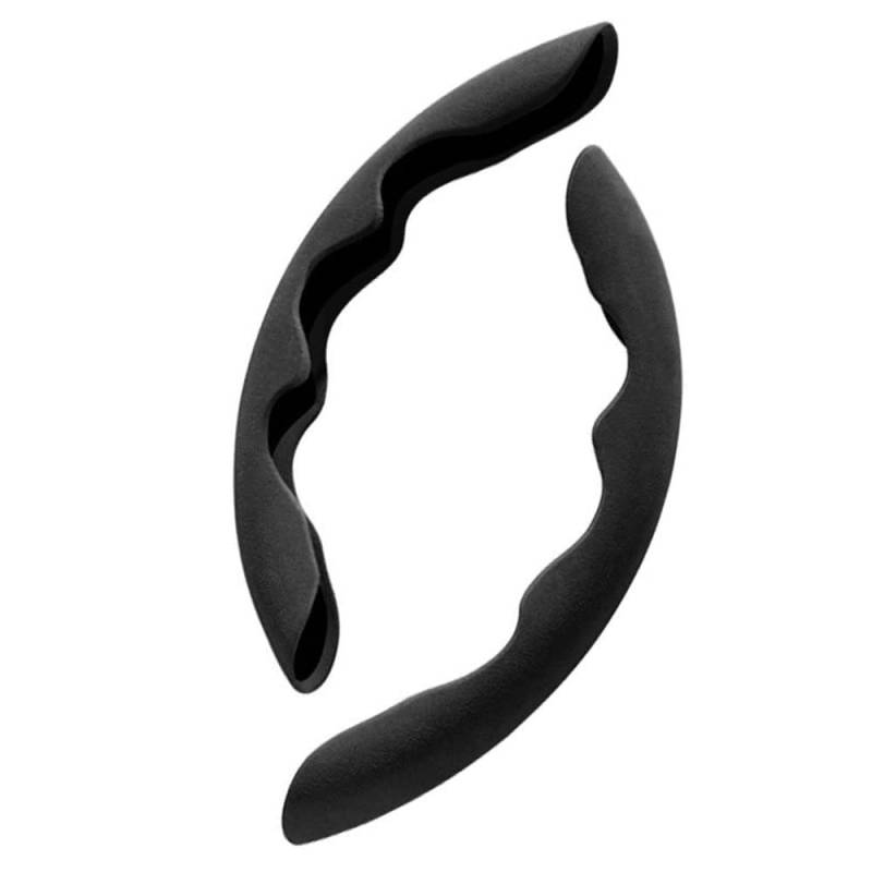 2 Stück Auto Lenkradbezug für 2018 MG HS I 2018-, Segmentierter Lenkradabdeckunge rutschfest Lenkradhülle Wildleder Lenkrad Abdeckung（37-39CM）,Black von XIYUANFA