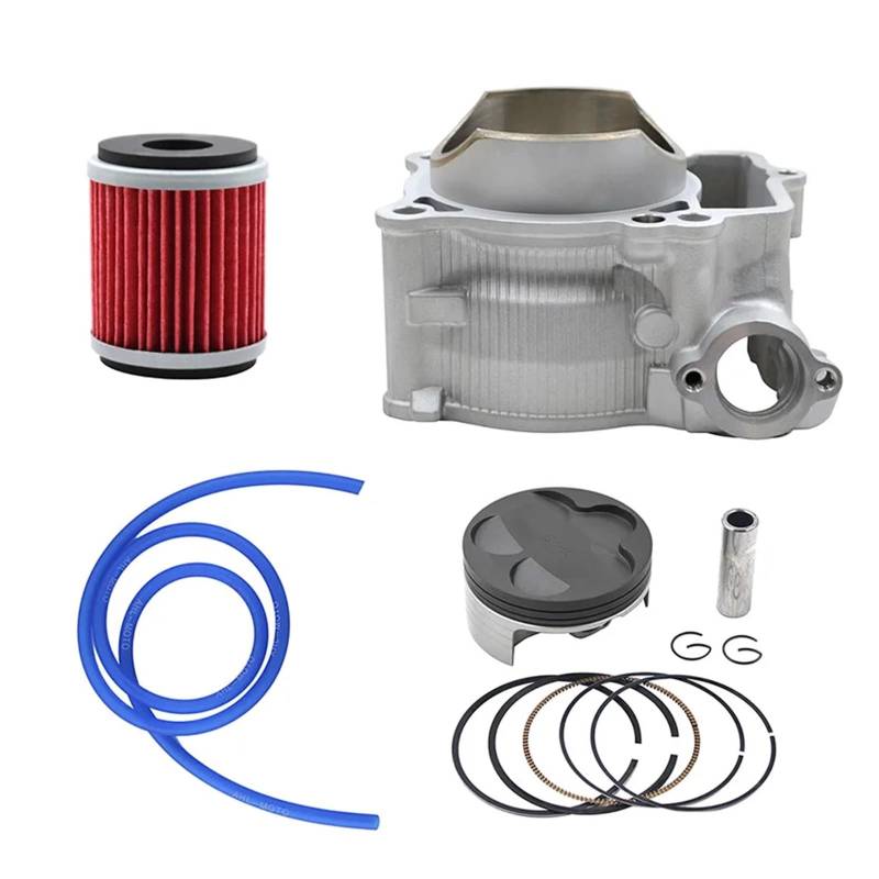 Größe 77 mm Luftzylinderblock und Kolbensatz sowie 1 m blauer Ölschlauch und Ölfiltersatz for WR250F YZ250F 2001–2013 von XJFXXJIY