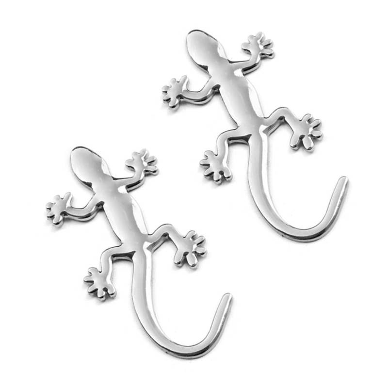 Autoaufkleber 3D Gecko Echsenauto -Badge Metall -Automaude Dekorationszubehör Silber 2pcs Car Decal von XJKLBYQ