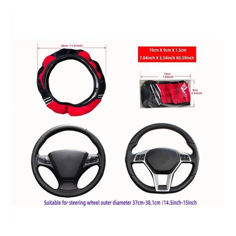 Auto-Lenkradbezüge Handwarmer Plüschbär Cartoon-Katze Auto Ohne Innenring Lenkradbezug Autozubehör 14,5-15 Zoll(B) von XKCMGSI