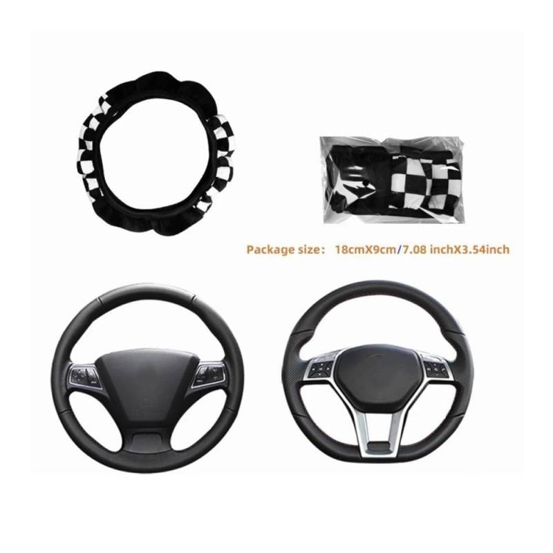 Auto-Lenkradbezüge Plüsch-Karo-Lenkradbezug Fürs Auto Ohne Innenring Bequem Warm Weich Für Den Autoinnenraum Geeignet Für 37–38 cm(09) von XKCMGSI