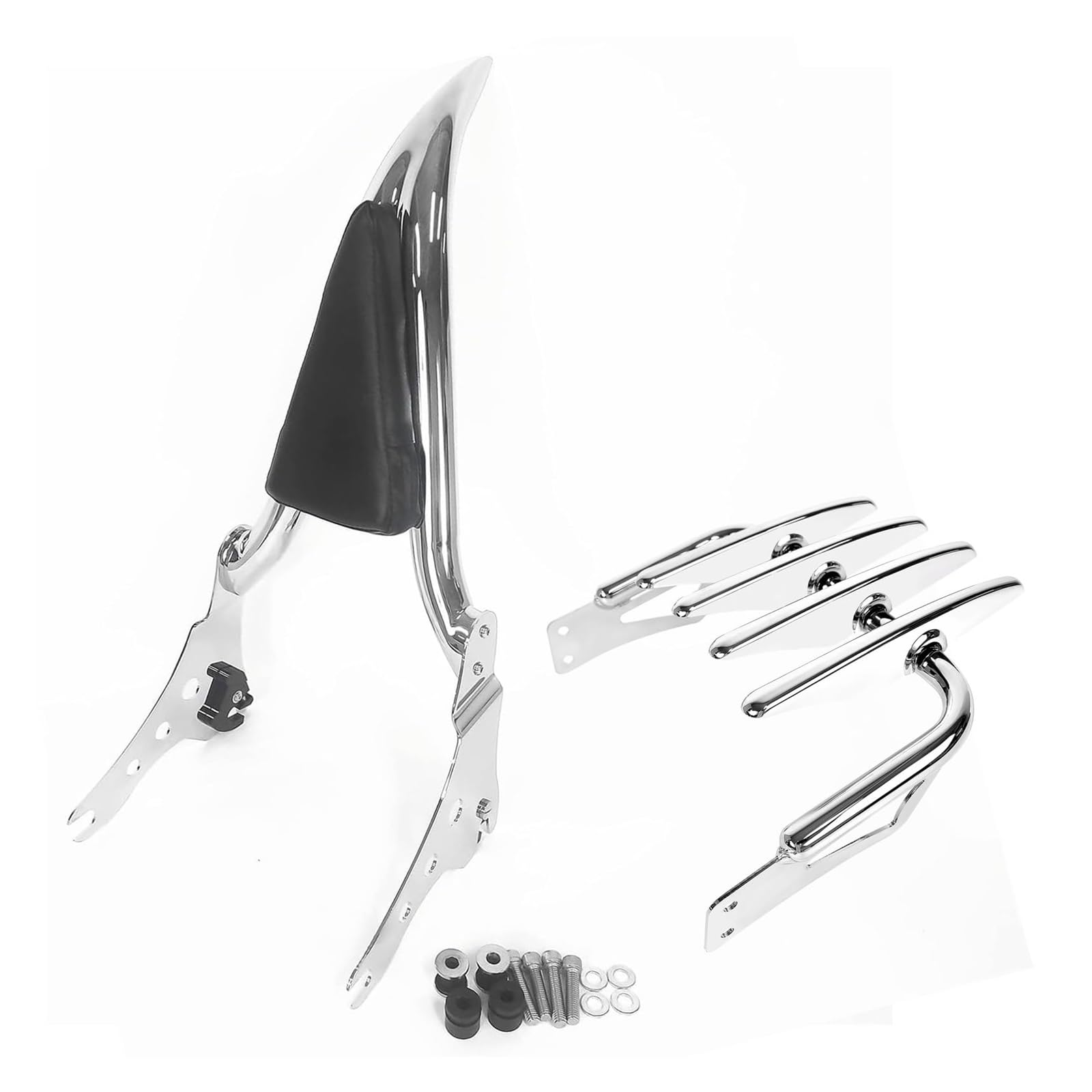 Hinterradgepäckträger Für Heritage Für Classic Für Street Für Bob Für FXBB 18-23 Für Softail Für Standard 18-23 Rückenlehne Mit Gepäckträger Sissy Bar Motorrad Gepäckträger(Chrome Set) von XKOEHXJ