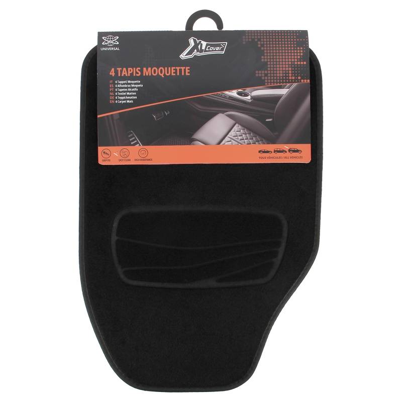 165300 Set mit 4 Automatten unter Schutzschicht auf der Rückseite des Teppichs, Schwarz von XL COVER