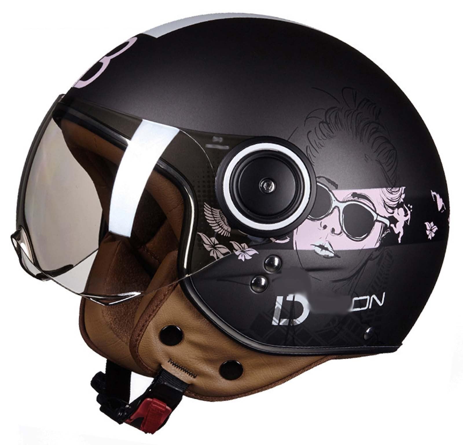 3/4 offener Motorradhelm im Retro-Stil, DOT/ECE-Zertifiziert, Antikollisionshelm, Roller-Fahrradhelm für Erwachsene und Männer B,M 3/4 offener Motorradhelm im Retro-Stil, DOT/ECE-Zertifiziert, Antikollisionshelm, Roller-Fahrradhelm für Erwachsene und Männer B,M von XLGNXXL