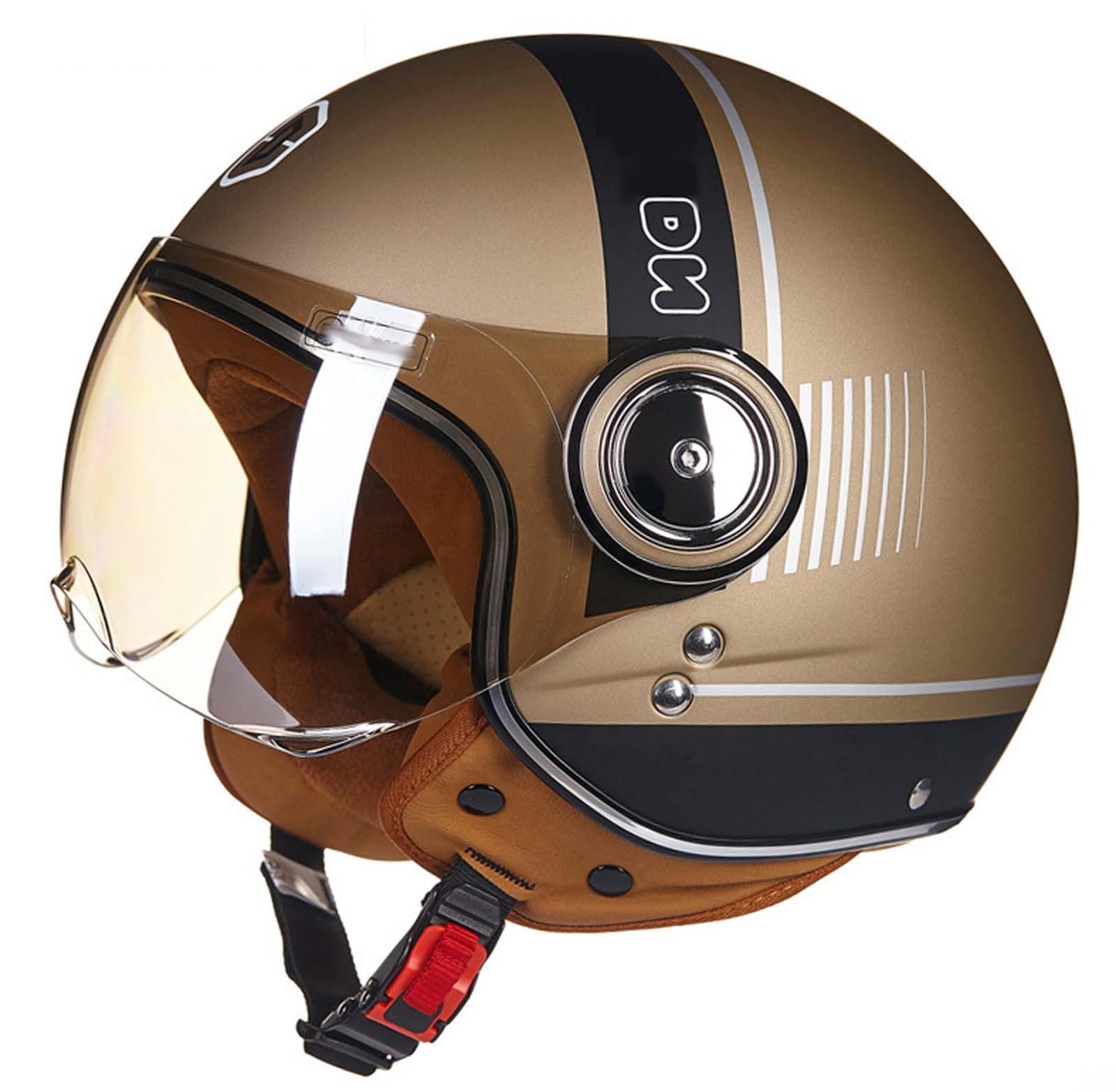 3/4 offener Motorradhelm im Retro-Stil, DOT/ECE-Zertifiziert, Antikollisionshelm, Roller-Fahrradhelm für Erwachsene und Männer D,L 3/4 offener Motorradhelm im Retro-Stil, DOT/ECE-Zertifiziert, Antikollisionshelm, Roller-Fahrradhelm für Erwachsene und Männer D,L von XLGNXXL