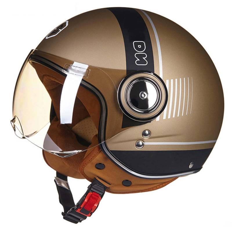 3/4 offener Motorradhelm im Retro-Stil, DOT/ECE-Zertifiziert, Antikollisionshelm, Roller-Fahrradhelm für Erwachsene und Männer D,XL von XLGNXXL