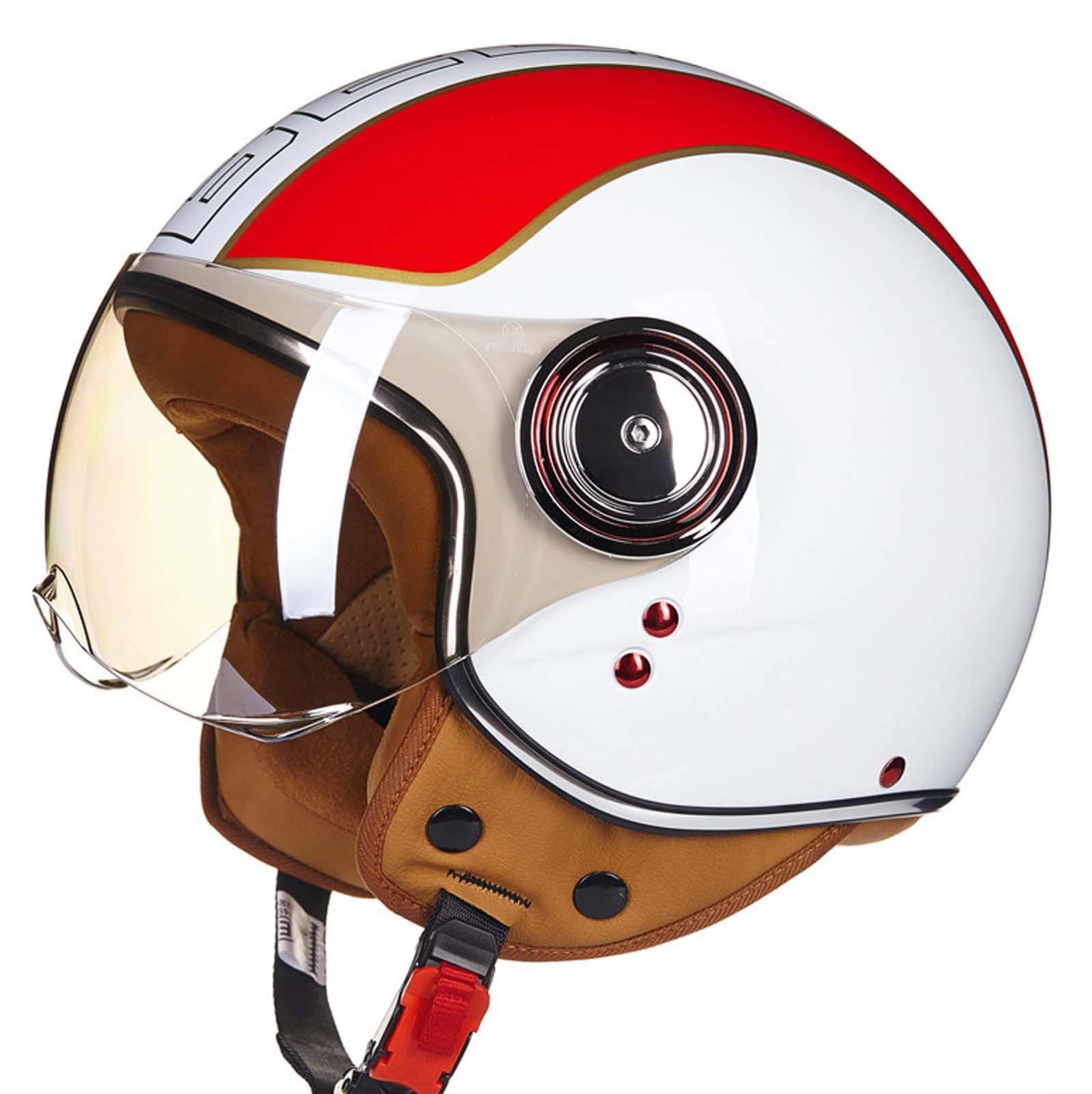 3/4 offener Motorradhelm im Retro-Stil, DOT/ECE-Zertifiziert, Antikollisionshelm, Roller-Fahrradhelm für Erwachsene und Männer H,L 3/4 offener Motorradhelm im Retro-Stil, DOT/ECE-Zertifiziert, Antikollisionshelm, Roller-Fahrradhelm für Erwachsene und Männer H,L von XLGNXXL