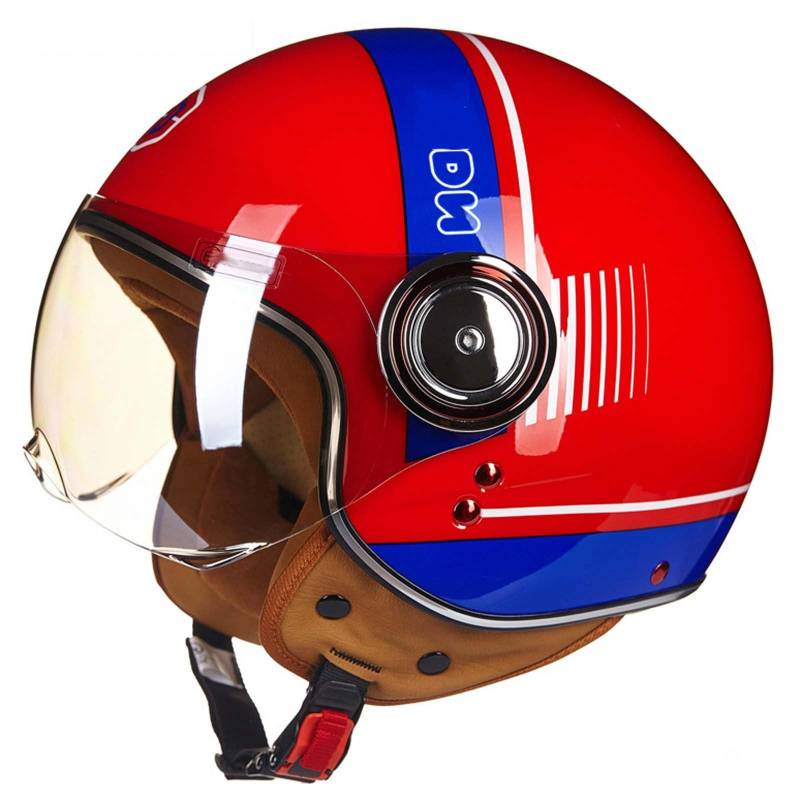 3/4 offener Motorradhelm im Retro-Stil, DOT/ECE-Zertifiziert, Antikollisionshelm, Roller-Fahrradhelm für Erwachsene und Männer I,M von XLGNXXL