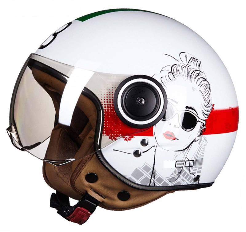 3/4 offener Motorradhelm im Retro-Stil, DOT/ECE-Zertifiziert, Antikollisionshelm, Roller-Fahrradhelm für Erwachsene und Männer K,M von XLGNXXL