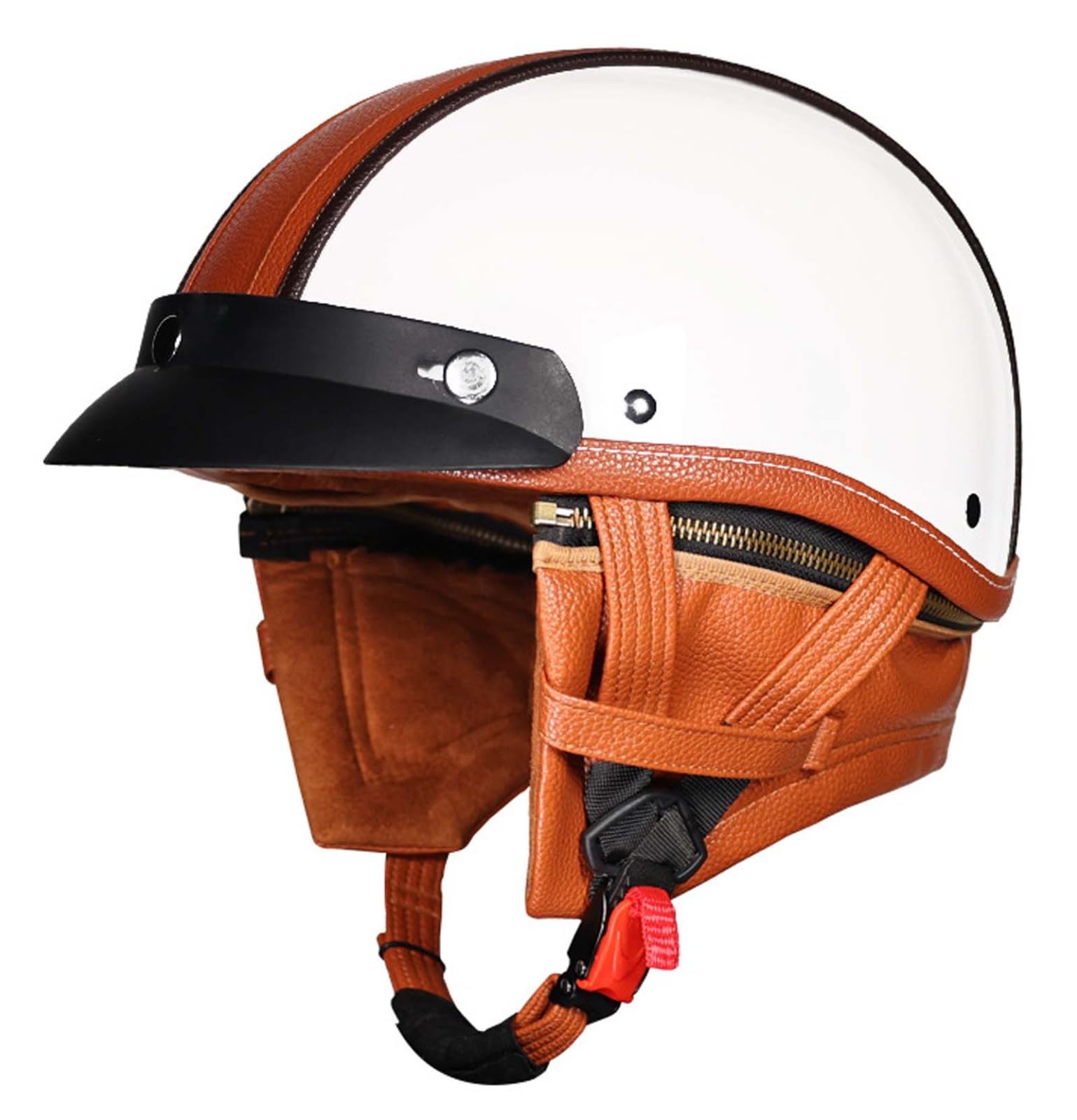 Halbhelm, Vintage-Motorradhelm, Deutscher Leder-Motorrad-Halbhelm, ECE-Zertifiziert, Unisex-Roller-Mopedhelm, M-XXL, 55–62 cm C,2XL(61-62CM0 Halbhelm, Vintage-Motorradhelm, Deutscher Leder-Motorrad-Halbhelm, ECE-Zertifiziert, Unisex-Roller-Mopedhelm, M-XXL, 55–62 cm C,2XL(61-62CM0 von XLGNXXL