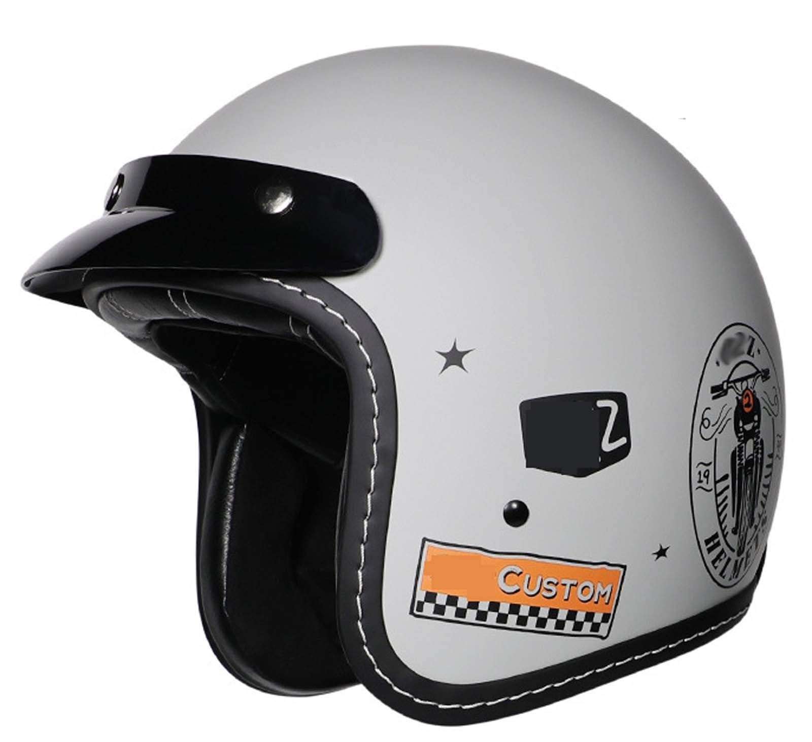 Halbhelm Motorradhelm 3/4 Motorradhelm Retro-Helm für Männer und Frauen Erwachsenenhelm ECE/DOT-Zertifiziert Unisex M (53-54CM) F,M(53-54CM) von XLGNXXL
